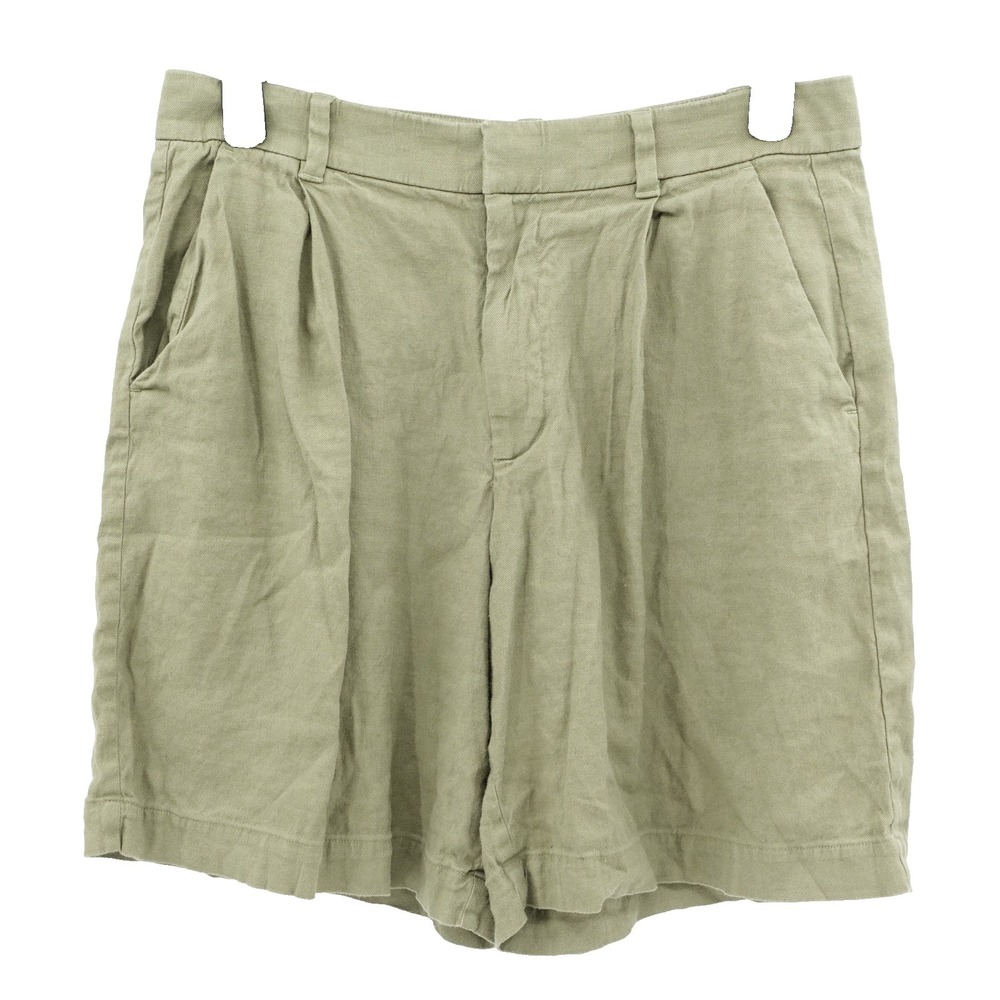 Everlane Shorts Linen Blend SZ 10 Pleated Short Stretch Minimalist Modern Casual